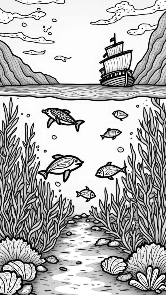 ocean scene coloring pages